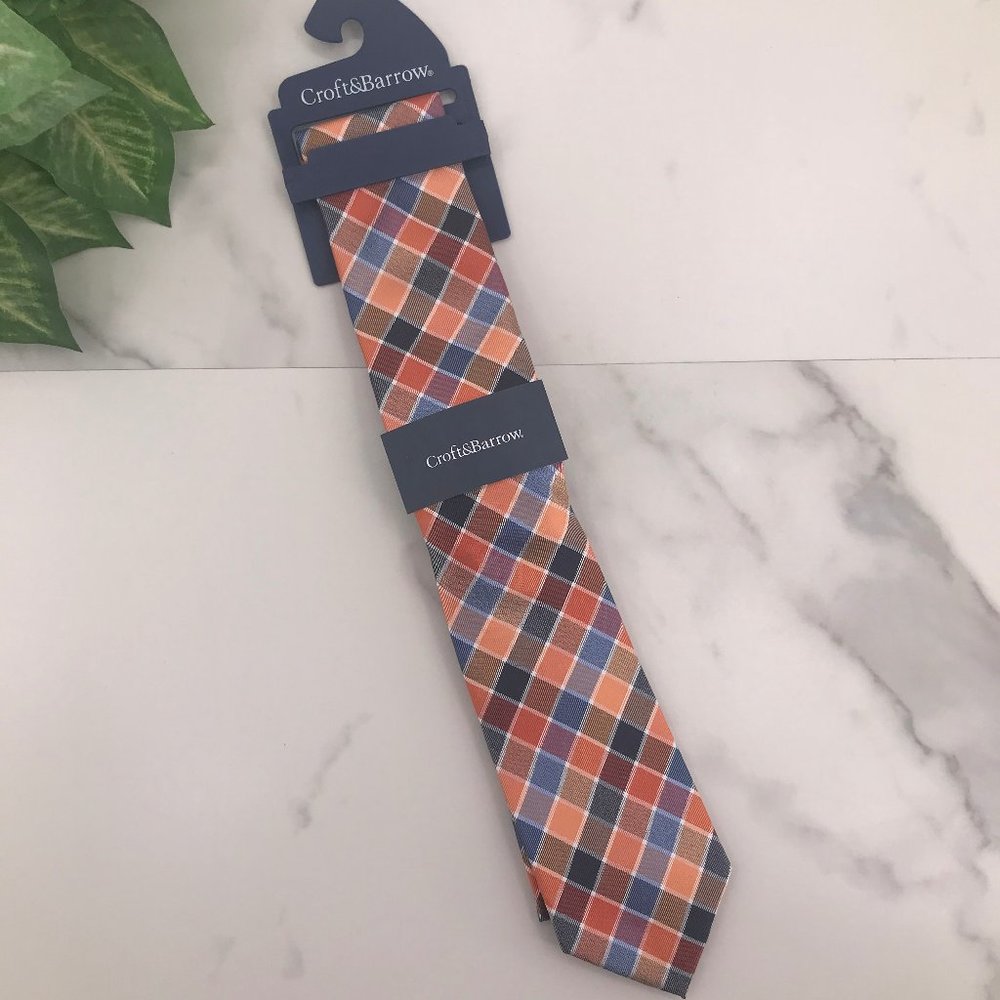 NWT Craft & Barrow orange plaid tie